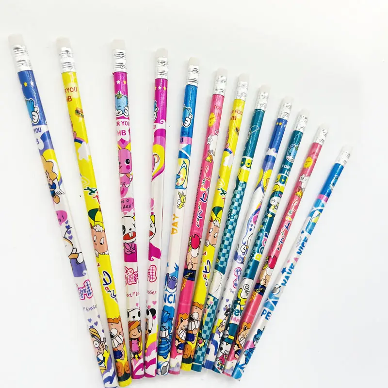 Kids Promotion Fancy Stationery Supplies Creative Cartoon HB Pencil Students Custom Pencil Set