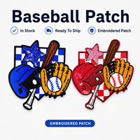 Lot de patchs de baseball à paillettes en gros, emblèmes de match universitaires, autocollants en tissu à carreaux en vrac, stock disponible pour vêtements d'extérieur