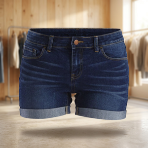Shorts en jean droits taille mi-haute pour femmes et jeunes filles, respirants, écologiques, à séchage rapide, boutonnés, tricotés, délavage clair – Collection Mode 2021, Vente Flash - Product Image 2