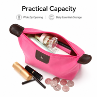 Pochette de maquillage portable avec logo personnalisé, sac cosmétique pliable en forme de dumpling, sac de toilette léger pour femmes