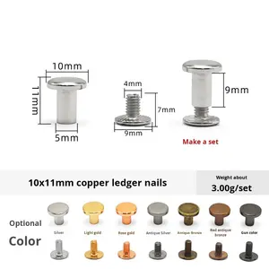 Clous en cuivre en forme de I, vis à bande, clous de verrouillage à tête plate électro-plaqués, sacs, cuir, registres, accessoires de quincaillerie métriques - Product Image 6