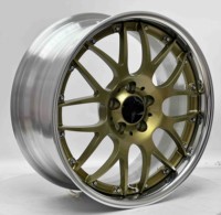 Nuevas llantas de aleación de aluminio forjado 6061 T6 Geruida Gloss Gold con diseño de malla pulida, prensadas a 12000T, TUV/JWL/VIA S4-00107 18-24