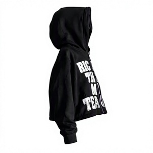 เสื้อฮู้ดดี้ผู้ชายทรงโอเวอร์ไซส์ ผ้าคอตตอนหนา 500gsm ซิปหน้า สไตล์วินเทจ ปักลายแบบดิสเทรส พร้อมโลโก้สั่งทำพิเศษ คุณภาพสูง - Product Image 4