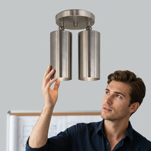Minimalist Stainless Steel Ceiling Light Round Dual Cylinder Fixture Indoor Home Decor for Living Room Durable Design - Product Image 1