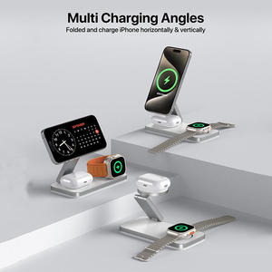 Chargeur sans fil magnétique 3 en 1, station de charge rapide 15W, support pour téléphone portable et montre connectée pour <span class=keywords><strong>Apple</strong></span> <span class=keywords><strong>iPhone</strong></span> 15 14 <span class=keywords><strong>13</strong></span> 12 - Product Image 5