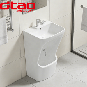 Nouveau style lavabo carré en céramique pour Wudu, petit lavabo sur pied carré, lavabo à une seule trouée pour robinet, station de lavage Wudu pratique - Product Image 1