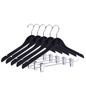 Clothes <strong>Hanger</strong> Supplier High Quality Space-saving Cherry Wooden <strong>Hanger</strong> with Non Slip End <strong>Clip</strong> - Product Image 3