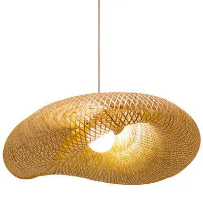 Wholesale Handmade Wicker Hanging Lamps Rattan Art Pendant Light Chandeliers Kitchen Island Mimbre Lampara Bamboo Weave Lamp