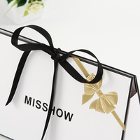 Sac cadeau en papier plié avec nœud papillon, emballage personnalisé de luxe pour bijoux faits à la main, bonbons et bougies