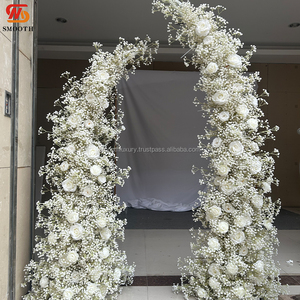 SMOOTH Floral Arch White Rose Baby's Breath Flower Arch Arco de flores al aire libre para decoración de bodas - Product Image 1