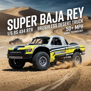 Super Baja Rey 1/6 8S 4X4 RTR Brushless Desert Truck King Shocks 50+ MPH Voiture RC avec technologie AVC SMART Bleu LOS05021T2 - Product Image 1