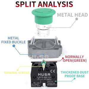 Interruptor de botón XB2 con reinicio automático, pulsador momentáneo, botón de emergencia de Metal y plástico, 22mm de inicio, 1NO NC