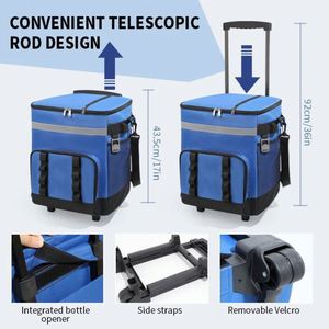 Sac isotherme souple pliable à roulettes de 35 L, étanche, grande capacité, avec poignée, pour la plage et le camping - Product Image 4