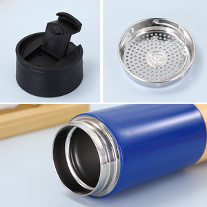 Logotipo personalizado 450mL Doble, pared de acero inoxidable Botella de agua de bambú Infusor de té Diseño moderno Taza de vacío de bambú de madera al por mayor/ - Product Image 3