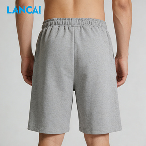 Custom Men's Athletic Gym Basketball Biker Casual Shorts Summer Running Double <b>Layer</b> Oversized 100% Cotton <b>Mid</b> Sporty Solid - Product Image 2
