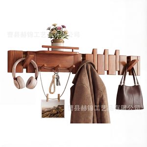 <b>Wall</b> Mounted Wooden Clothes Rack Solid Wood Piano <b>Key</b> Shape <b>Hooks</b> For Coat Hat Bag Storage Organizer - Product Image 5