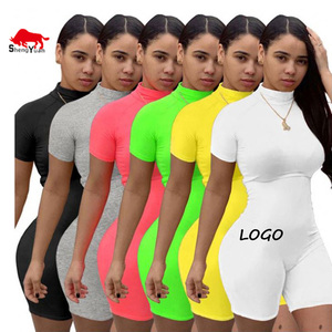 Maßgeschneiderter Damen-Jumpsuit <span class=keywords><strong>Romper</strong></span> Biker-Shorts-Set Outfit Frauen Bodycon Einteiler Jumpsuit - Product Image 2