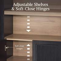 Étagère à livres moderne réglable à 5 niveaux, gain de place, armoire de rangement, chêne noir avec portes de garde-manger cintrées pour salon, chambre à coucher