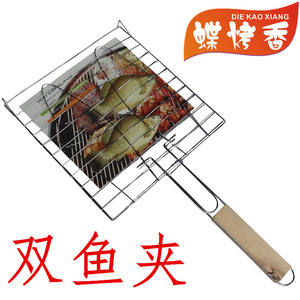 ตะแกรงย่างปลาพับได้ Pisces พร้อมด้ามจับไม้ สำหรับทำอาหารกลางแจ้งและปิ้งย่าง - Product Image 5