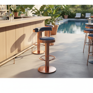 Modern Metal Bar <b>Stool</b> with Durable Frame for Hotel Dining and Outdoor Use - Product Image 3
