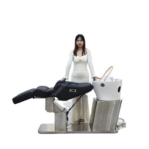 Lit de massage électrique inclinable Kisen blanc, noir, gris, marron pour spa capillaire, machine de lavage de cheveux de luxe, mobilier de salon - Product Image 1