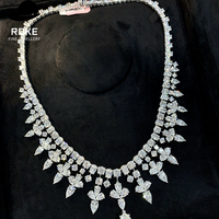 Collier de luxe pour femme avec motif floral, diamant de 10,5 carats de forme poire cultivé en laboratoire, or blanc 9K-18K