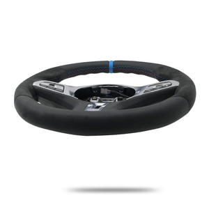 Volante BMW M3 Modificado, Completamente en Cuero Negro con Etiqueta Azul, 3 Radios, para Serie G 1 2 3 4 X1 X2 X3 X4 X5 X6 - Product Image 1