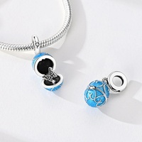 Pendentif œuf de Pâques ouvrable en argent sterling 925 avec perle en zircon, compatible avec les bracelets et colliers originaux, cadeau de bijoux DIY pour femmes