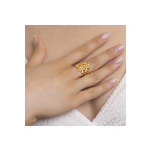 Gold 22 Carat <b>Ring</b> (3012) Radiant Emerald Cut Diamonds Geometric Pattern Shiny Surface Rhodium Pure Gold Setting - Product Image 1