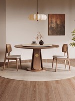 Ensemble de table et chaises rondes compactes vintage en bois massif avec plateau rotatif, adapté à la maison, à l'hôtel et à l'appartement