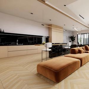 Carreaux de sol en porcelaine brillante à motif chevrons moderne, design grain de bois, résistants à l'usure, 600x1200mm, épaisseur 10mm, vente en gros - Product Image 4
