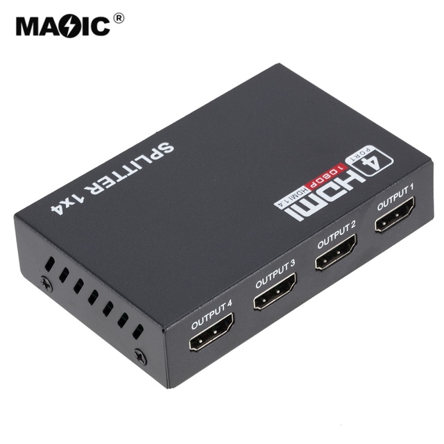 HDMI Splitter 1 in 4 Out 1080P Full HD 1x4 Video Distribution Amplifier for HDTV Monitor Projector XBOX