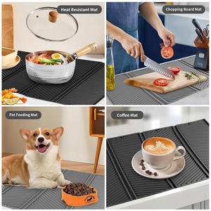 <b>Silicone</b> Foldable Drain Mat Creative Four Folding Placemat Kitchen Tableware Drying Mat Large Size <b>Silicone</b> Kitchen Table Mat - Product Image 4