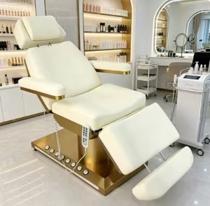 <b>Electric</b> Facial Massage <b>Table</b> White Gold Adjustable Beauty Treatment Bed Portable Salon Furniture - Product Image 1