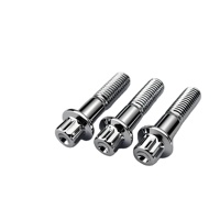 Boulon de jante fendue à 12 points chromé M7x32mm Grade 12.9 avec écrou pour moyeu de roue