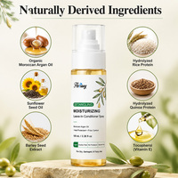 Sérum capillaire en spray à l'huile d'argan marocaine biologique végane, marque privée OEM, soin thermoprotecteur, brillance longue durée, formule personnalisée disponible