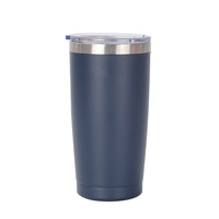 Vente en gros d'usine, gobelet isotherme en acier inoxydable avec logo personnalisé, revêtement en poudre, 20 oz, gobelet de voyage pour voiture, tasses avec couvercle pour le café