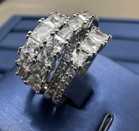 Bague de princesse en spirale avec zircone cubique blanche plaquée rhodium de luxe, bijoux tendance
