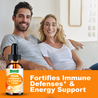 Gouttes de fer liquides végétaliennes Complexe de vitamine B Haute puissance Supplément de santé Soutient les globules rouges Anémie Fatigue Récupération
