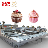 HG Volledig Automatische Custard Gevulde Cupcake Productielijn Custard Gevulde Cupcake Bakkerij Systeem met Multi-zone Tunnel Oven
