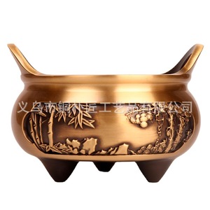 Quemador de incienso grande de bronce, estilo Xuande, de tres patas, con forma de loto y doble orejeta, estilo antiguo, cobre puro - Product Image 5
