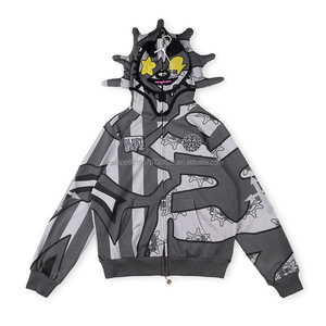 Người Đàn Ông Của Quần Áo Chất Lượng Hàng Đầu 100% Cotton Zip up Hoodies Áo Nỉ Tracksuits Đường Phố Cao Cổ Điển Nặng Glo Gang Cho Nam Giới - Product Image 3