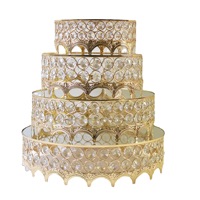 Support à gâteau rond en fer forgé avec présentoir en cristal pour pâtisserie, mariage, fête, Noël, arrangement alimentaire