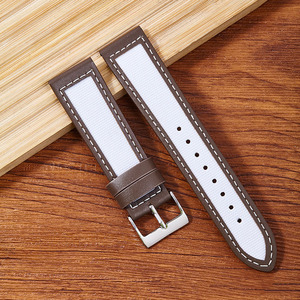 Oem Tùy Chỉnh Bán Buôn Cổ Điển <span class=keywords><strong>Handmade</strong></span> Sailcloth Không Thấm Nước Chính Hãng Da Dây Đeo Đồng Hồ Thông Minh Thay Thế Lai Ban Nhạc Đồng Hồ - Product Image 3