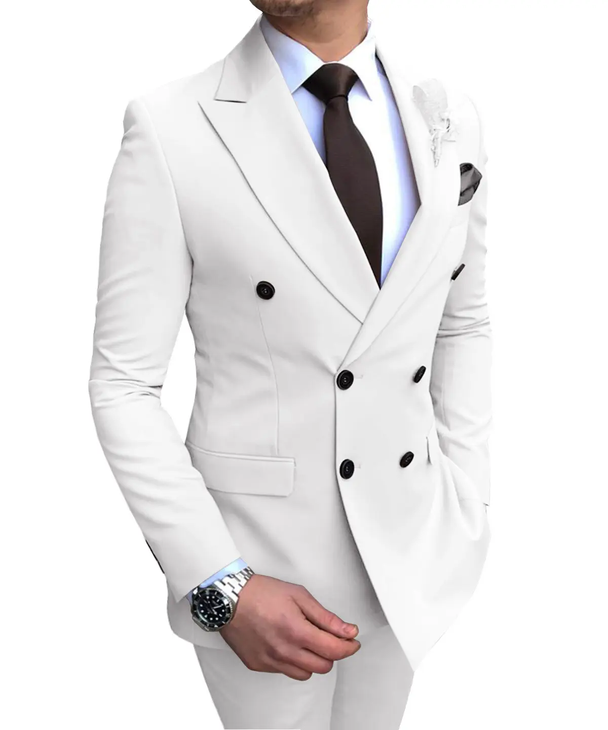 Wholesale Business Casual Slim Fit Mens Suit 2 Piece Sets Trousers Male Wedding Suit Blazer Coat Pants