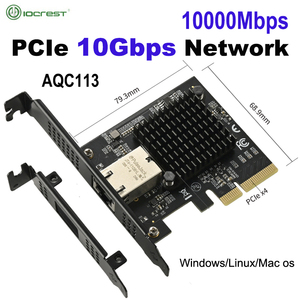 Carte réseau interne IOCREST 10 Gbps AQC113 PCI X4 à port unique RJ45, certifiée Ethernet, filaire, LAN, compatible Win10/11, carte LAN 10G - Product Image 2