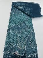 Tissu en dentelle africaine perlée et brodée de cristaux KC, en tulle respirant, résistant aux plis, de poids moyen, pour robe de soirée femme