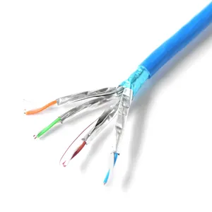 23AWG铜以太网电缆CAT6 Cat6A FFTP U/FTP屏蔽增压电缆蓝色1000英尺
