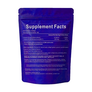 Vitamina D3 y Vitamina K2 de Alta Calidad de Marca Privada, Favorecen la Salud de los Huesos y los Dientes, y Mantienen la Salud Cardiovascular, Cápsulas Blandas - Product Image 2