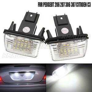 ไฟส่องป้ายทะเบียน LED 2X แบบ 18SMD ไม่มีข้อผิดพลาด สำหรับ PEUGEOT 206 207 306 307 406 407 และ CITROEN C3 C4 C5 - Product Image 1
